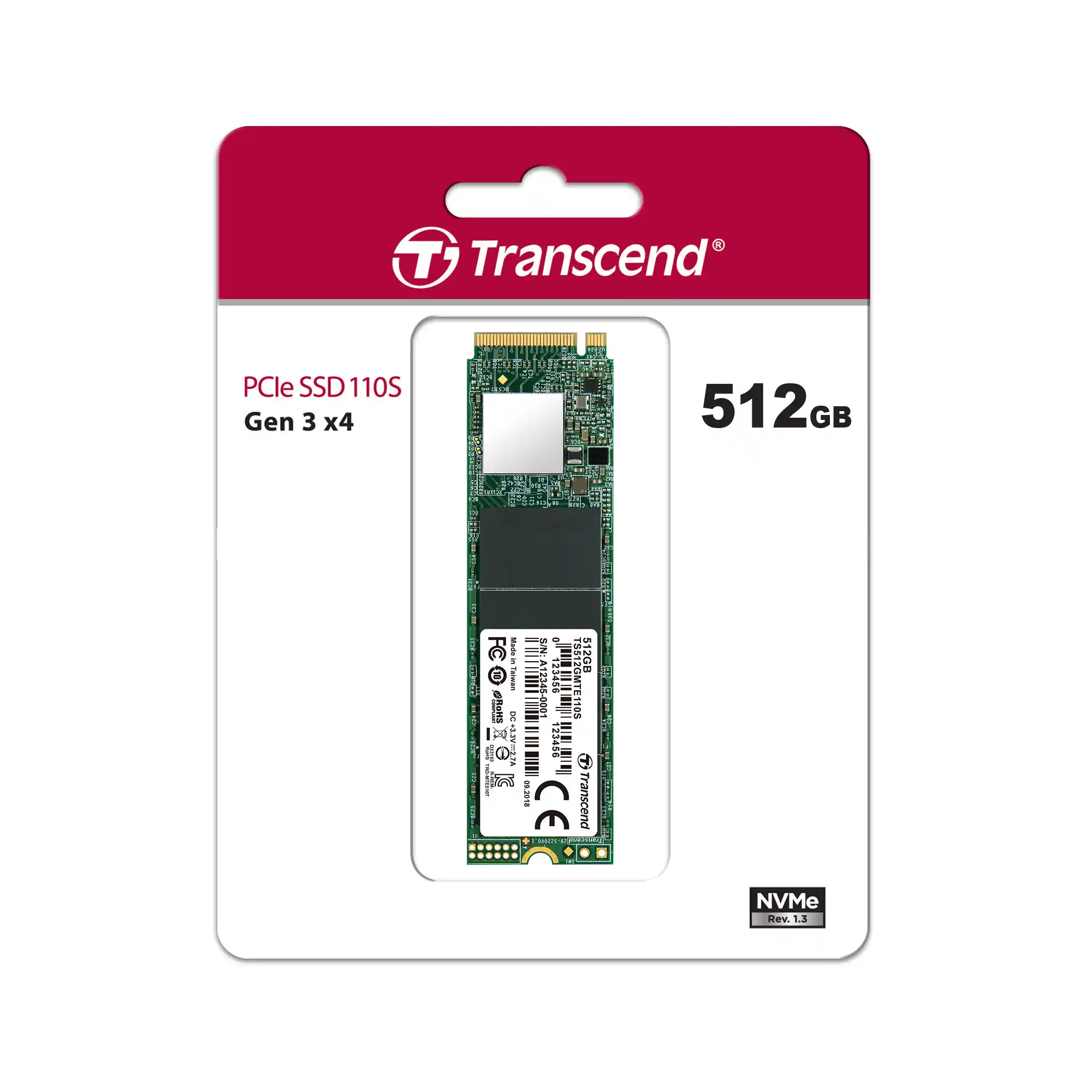 Внутренний SSD диск TRANSCEND 512GB, M.2  (TS512GMTE110S)