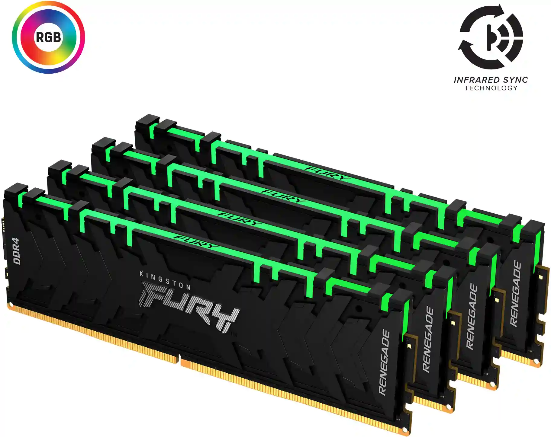 Оперативная память KINGSTON FURY Renegade RGB DIMM DDR4 32GB (4x8GB) 3600 MHz (KF436C16RBAK4/32)