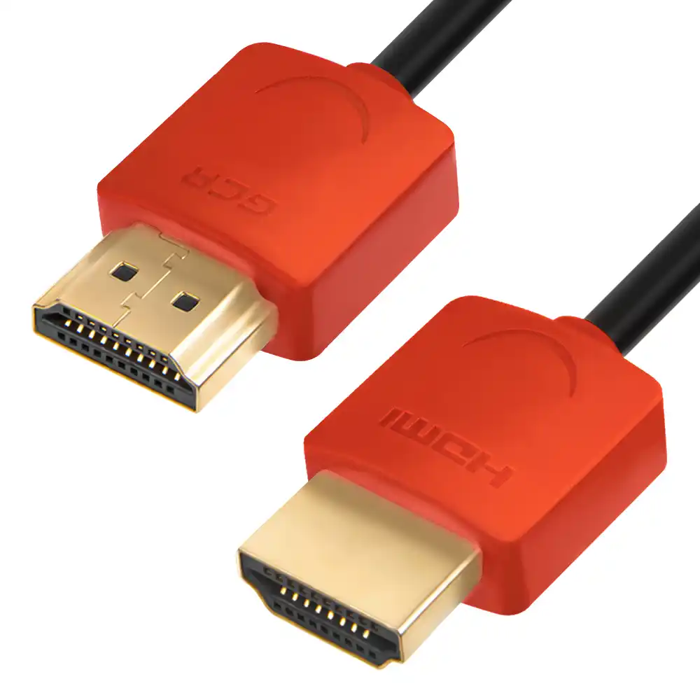 Видеокабель GREENCONNECT HDMI SLIM (GCR-51214) 1.5m, красно-черный