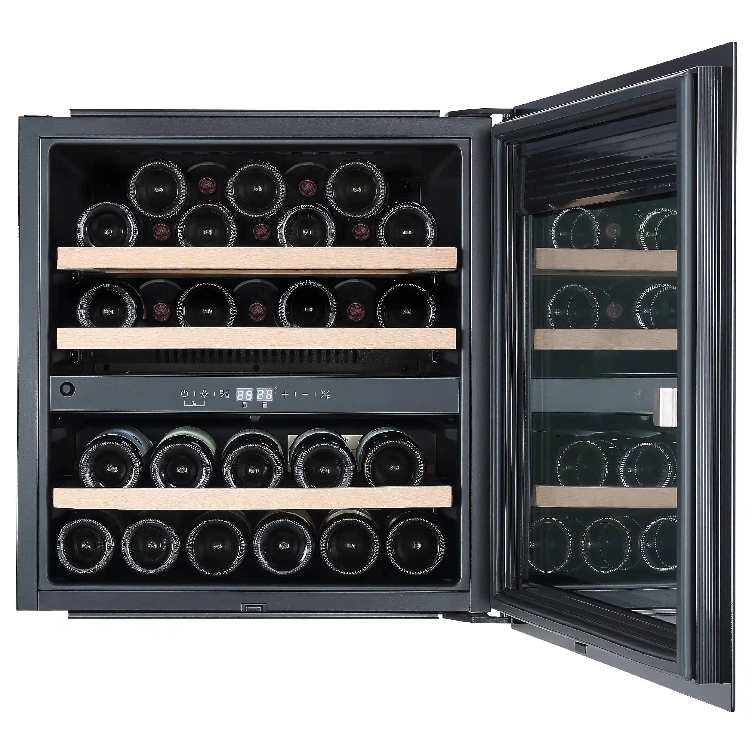 Встраиваемый винный шкаф KORTING KFW 604 DB GN, черное стекло