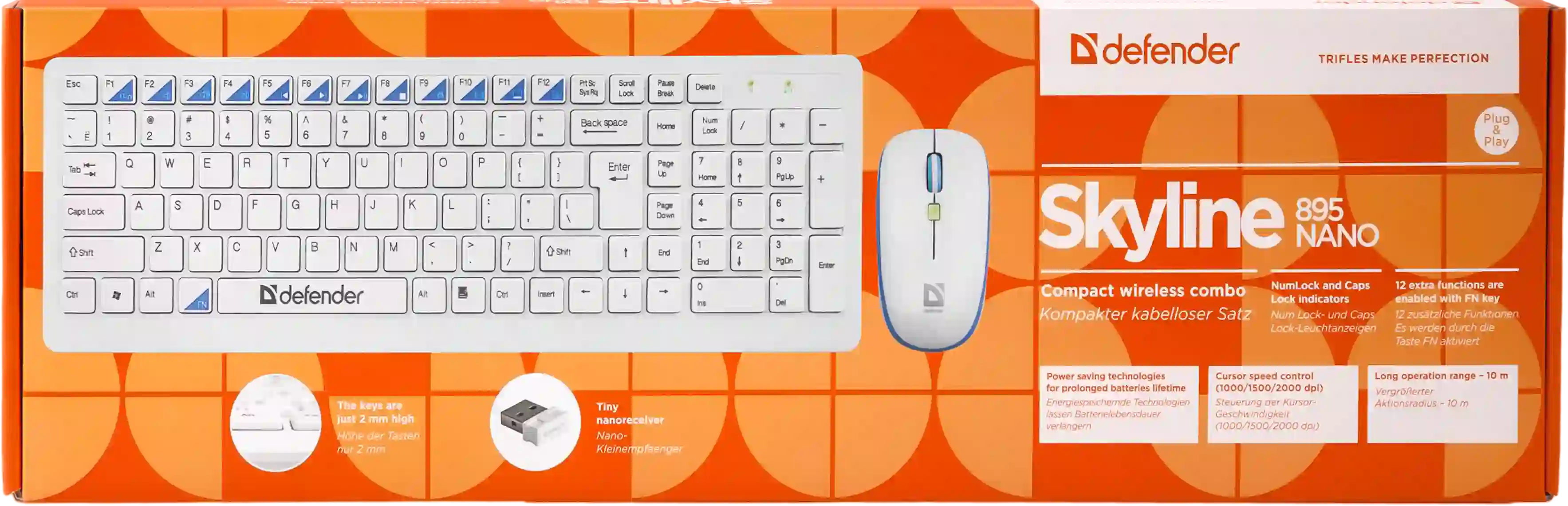 Комплект (клавиатура + мышь) беспроводной DEFENDER Skyline 895 (45895)