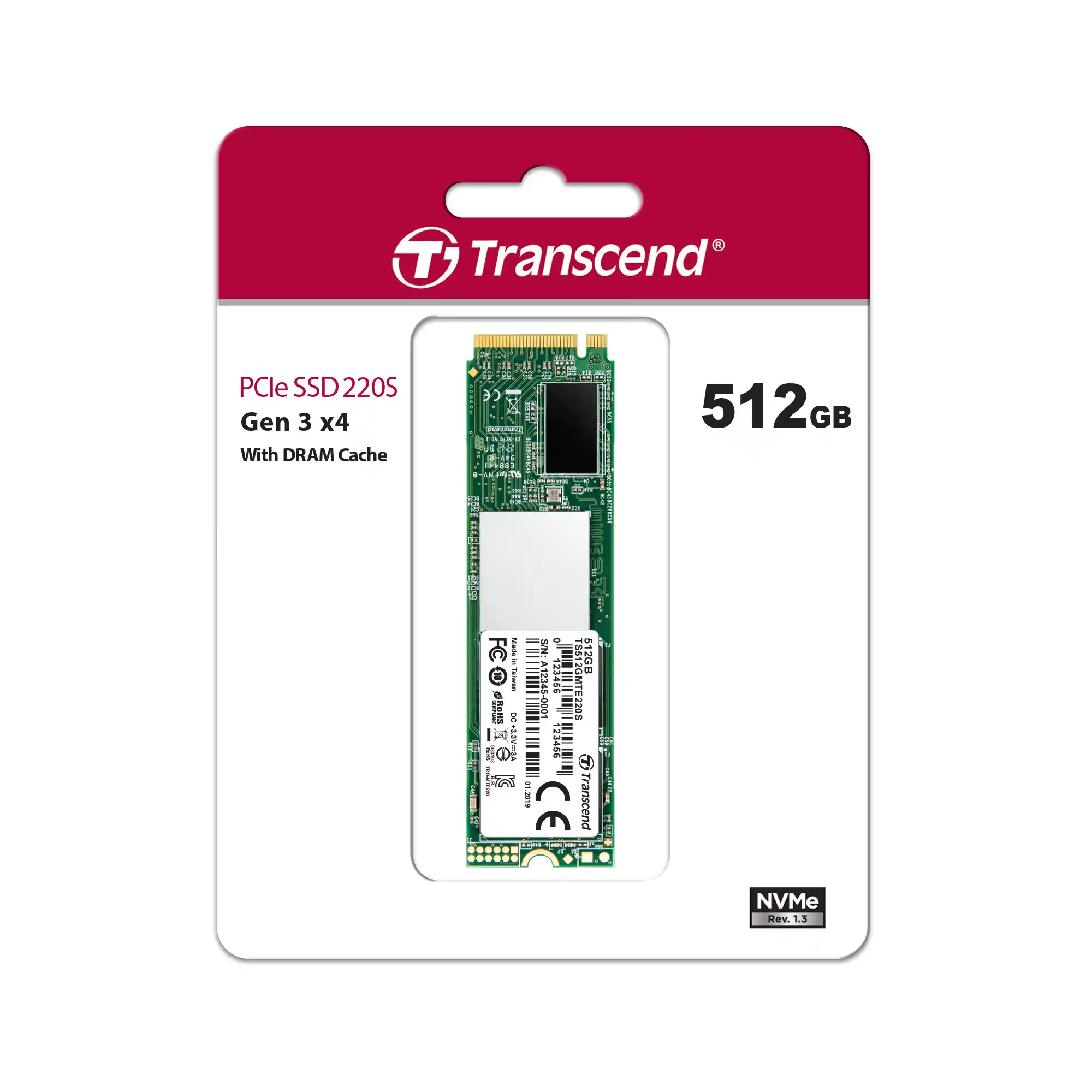 Внутренний SSD диск TRANSCEND 512GB, M.2 (TS512GMTE220S)