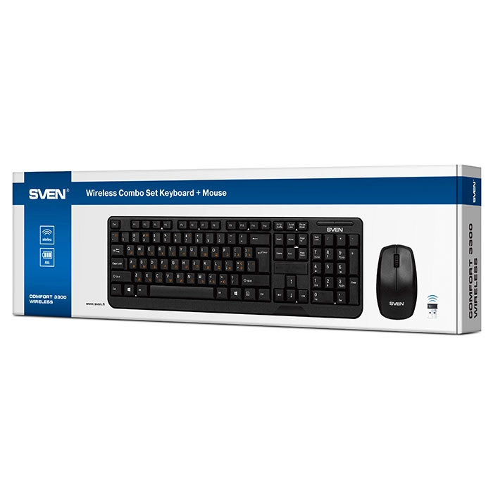 Комплект (клавиатура + мышь) беспроводной SVEN Comfort 3300 (SV-03103300WB)