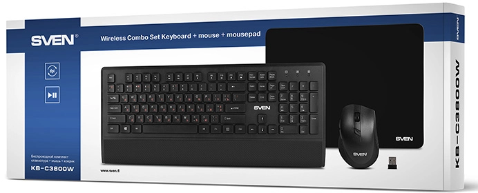 Комплект (клавиатура + мышь) беспроводной SVEN KB-C3800W (SV-017293)